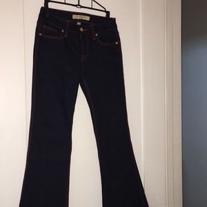 Burberry jeans with red stitching